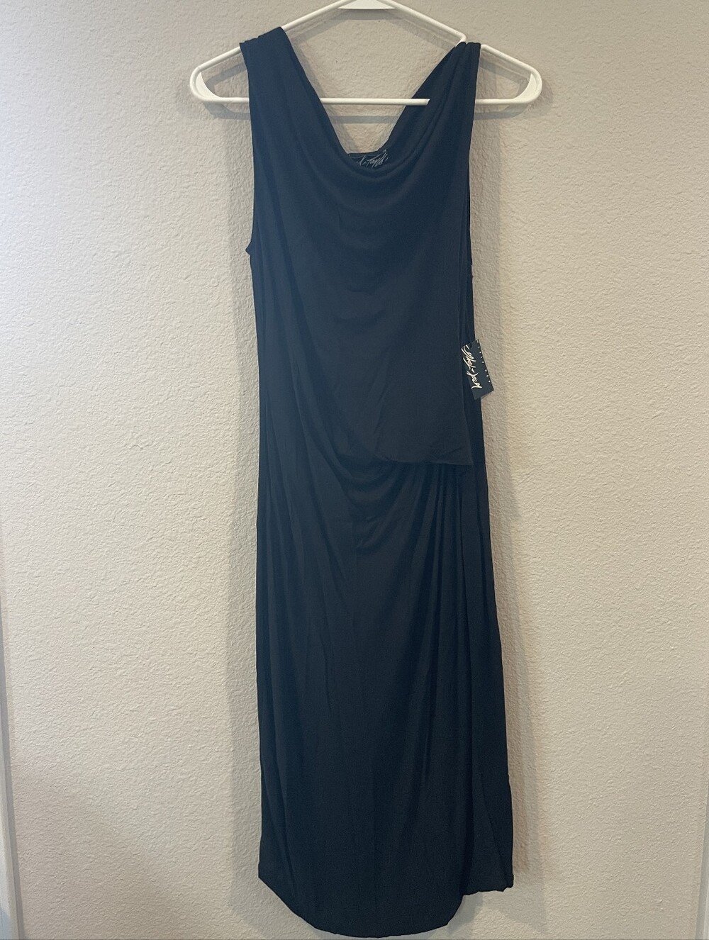 NWT LORD & TAYLOR 424 Fifth Womens Black 100% Modal Sleeveless Midi Dress Size S